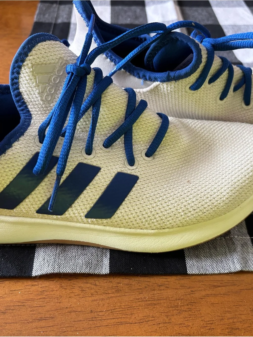 adidas Kids White Sneakers with Blue Stripes and Laces